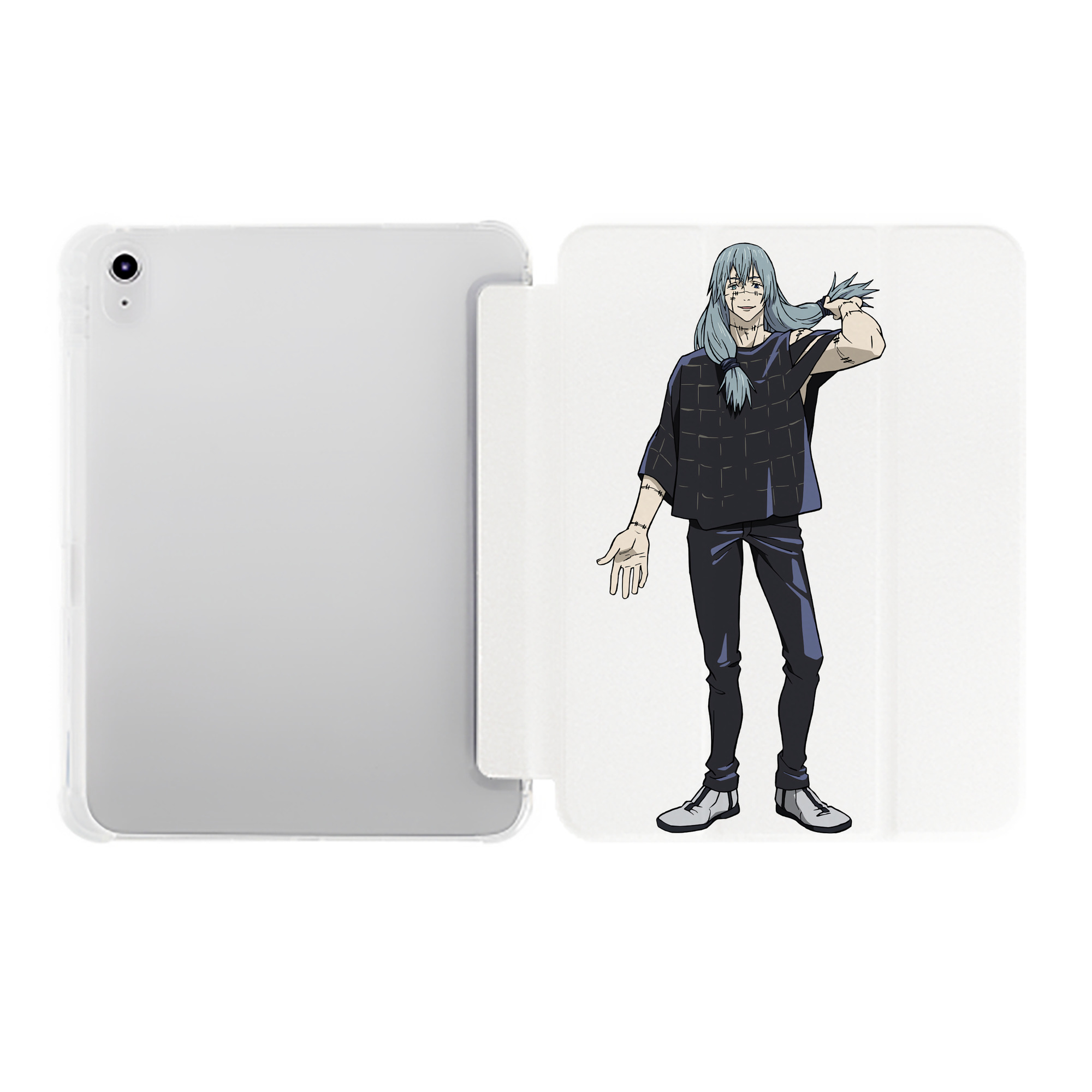 （画像用） 呪術廻戦 Jujutsu Kaisen IPad ケース ペン収納付き 三つ折りスタンド PUレザー×シリコン 対応機種9.5/10.5/10.9インチ